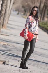 CORAL CLUTCH + FLORAL SHIRT