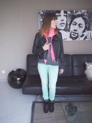 Pink mint and black