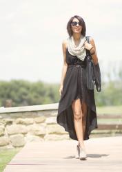 Black hem tail dress