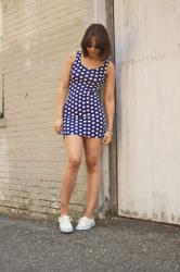 BLUE AND WHITE POLKA