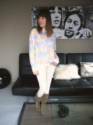 TOPSHOP - sweat léopard pastel clouté T.38