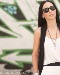 BLACK VEST + WHITE SHORTS