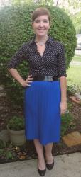 Cobalt Pleated Midi & Polka Dots