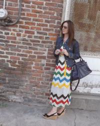 Chevron Dress & Gap Jean Jacket