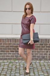 BURGUNDY LEATHER DRESS