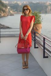 A red dress for a Sorrento coast sunset