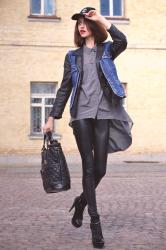 Look of the day: Сap and leather