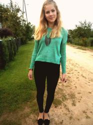 Green, green sweater.