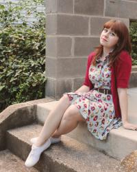 New Modcloth Dress, Keds, & a Red Cardigan