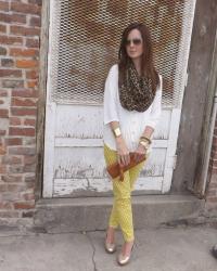 Current/Elliott Polka Dot Jeans & Leopard Scarf