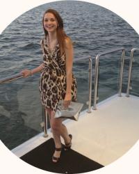 dotty, on a boat, and in the pacific ocean