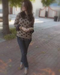 Old Navy Polka Dot Sweater & Forever 21 Polka Dot top