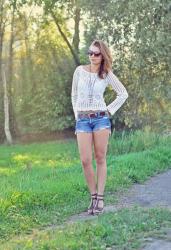 crochet sweater & jeans