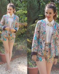 Floral Suit / Pearl Details