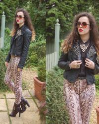 Snakeskin Trousers and DIY Studded Leather Jacket