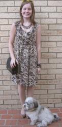 Melbourne Cup: Jeanswest Printed Dress, Vintage Chanel Bag, Wittner Heels, Black Accessories