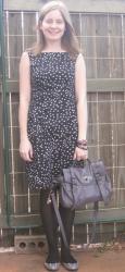 French Connection Printed Polka Dot Dress, Mulberry Foggy Grey Alexa, Studded Mouse Flats