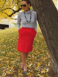 Threesome Thursdays--Red Pendleton Pencil Skirt