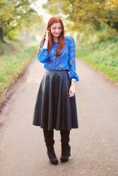 Boots, Blue Florals and Black Leather