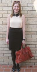 Poppywinkle Pleated Top, Jeanswest Pencil Skirt, MbMJ Mouse Flats, Balenciaga Rouille Work