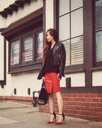 Leather Look With Pop Of Red