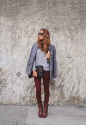 3X1: Burgundy jeans : LOOK 2