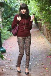 burgundy and jacquard