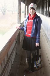 Bear Hat On A Covered Bridge