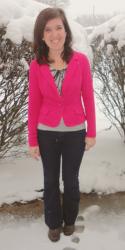 OOTD: Heather: Hot Pink Blazer and Gray 