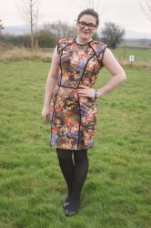 New Years Eve outfit- Baroque print bodycon dress...