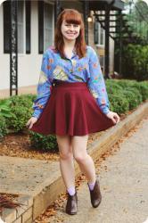 Novelty Print Top with My Maroon Skirt