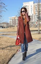 Maroon biker coat