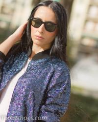 HOLOGRAM SEQUIN BOMBER JACKET