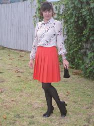 Take 5 - Pleated Orange Skater Skirt