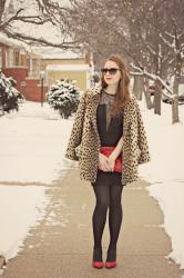 Leopard Coat and Warehouse Peplum Dress