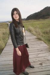 Burgundy long skirt