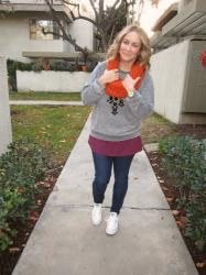 Pumpkin Scarf + New White Converse