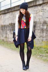 boyfriend striped skirt and colourful jumper