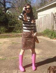 Stripes, leopard, and the skate park in my backyard.