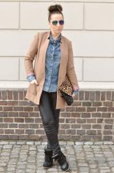 NUDE COAT & WEDGE SNEAKERS