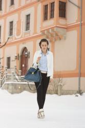 white peplum blazer