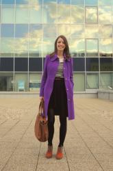 stripes & purple coat