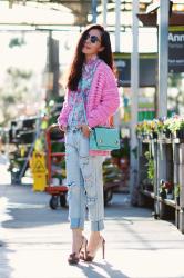 Spring Forward: Pink Cardigan + Distressed Jeans