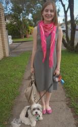 Grey Dress, Pink Flats, Skull Print Pashmina, RM Nikki |  Tank and Skinny Jeans, Balenciaga Part Time Bag