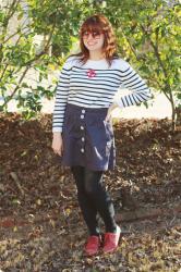 Wearing A Striped Nautical Sweater and Navy Skirt Makes Me Say Ahoy!