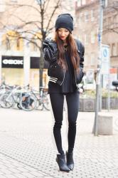 black bomber jacket