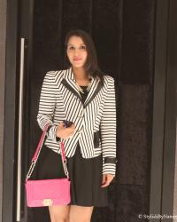 Fashion Trend Monochrome Skirt Suit Stripes