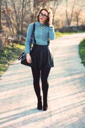 Denim shirt and my favorite necklace 