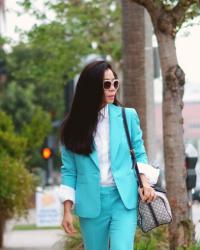 Business Wear: Blue Suit + White Button Down Shirt
