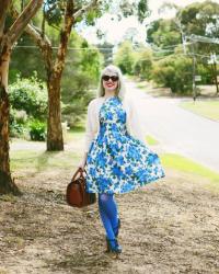 Easter Monday, vintage blue florals and a tree swing